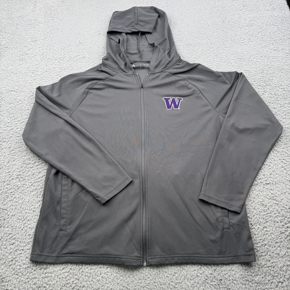 Washington Huskies Antigua Full Zip Hoodie Mens XL Grey NCAA Performance